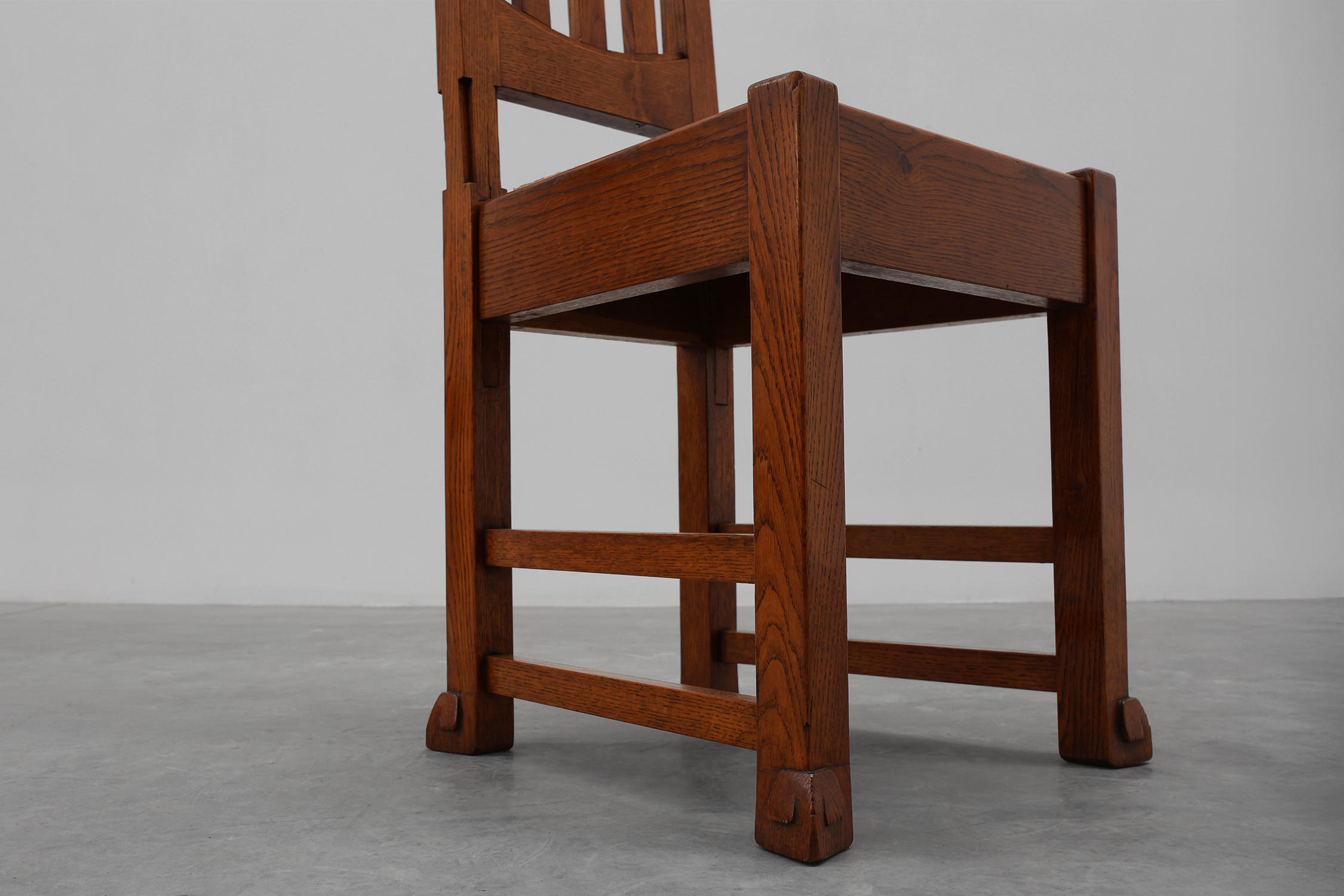 Set of 4 Early Art Deco Oak & Wicker Dining Chairs, Belgium, 1915 thumbnail